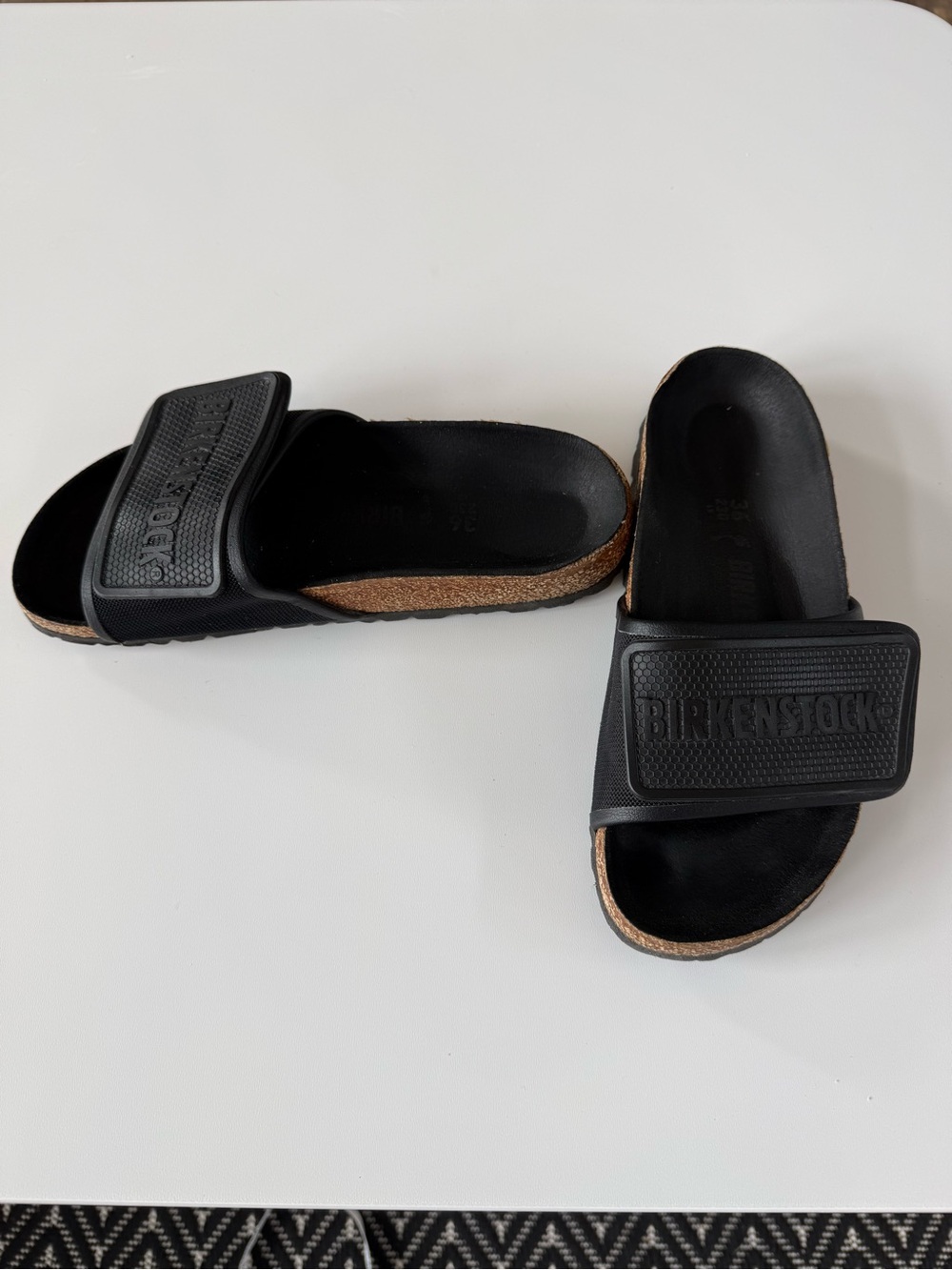 Birkenstock Black Slide Sandals with Cork Footbed